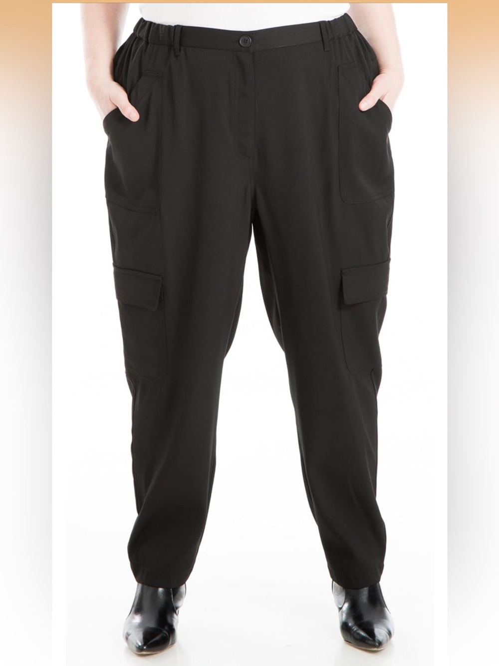Max Studio Black Cropped Cargo Pants
